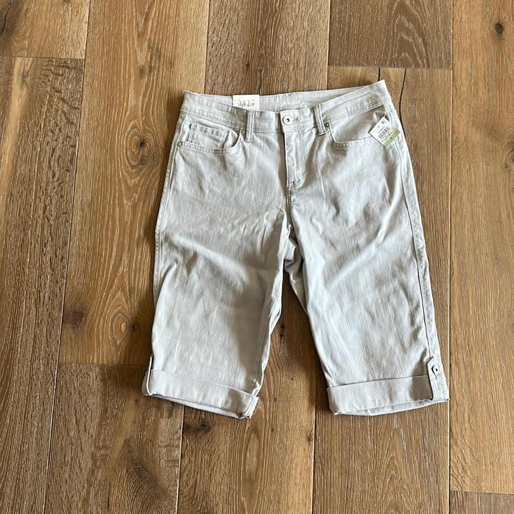 Style & Co skimmer capris, misty harbor/soft green, size 8
